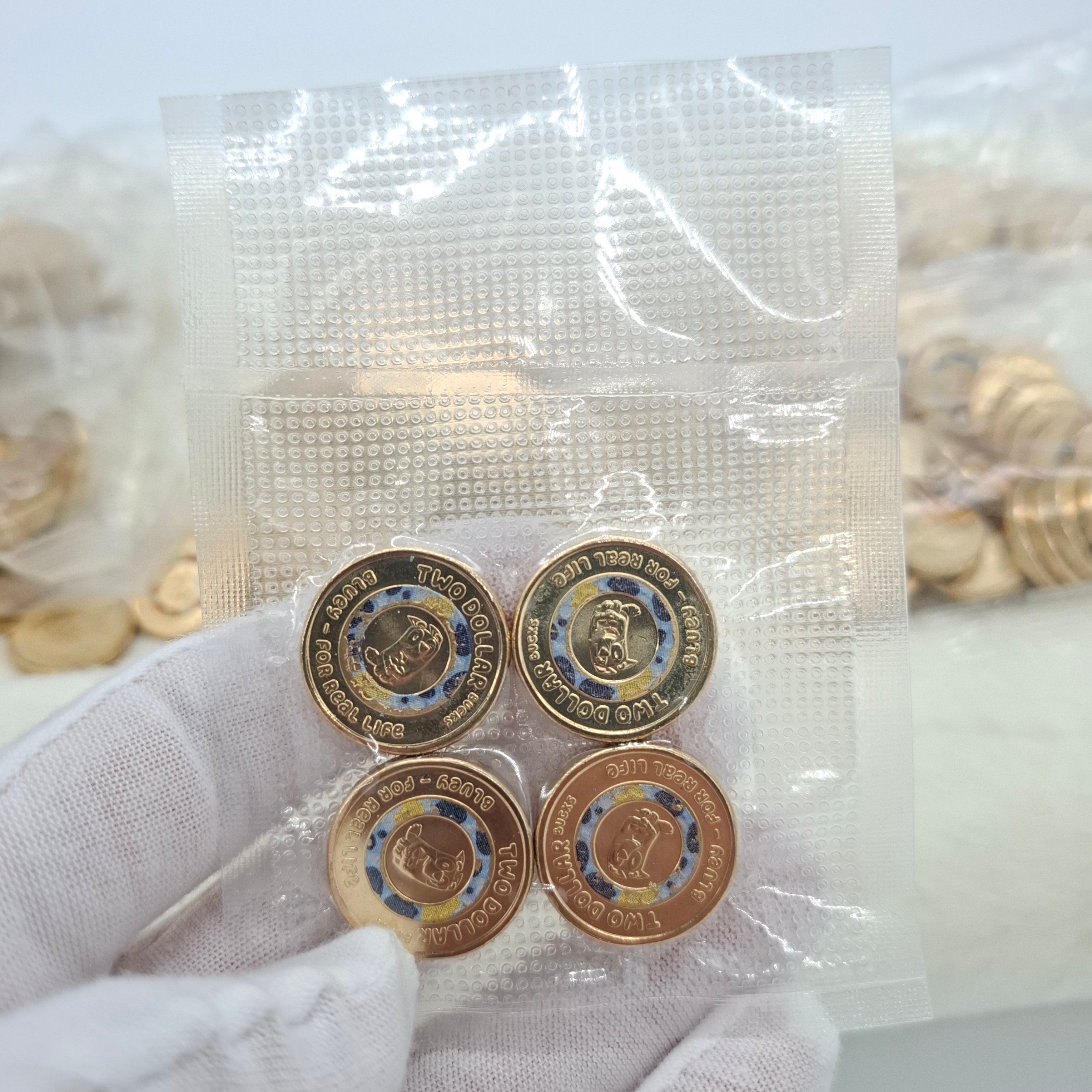 4x UNC 2026 $2 Bluey for real life Coloured Coins Bucks Two Dollar Blue ex bag