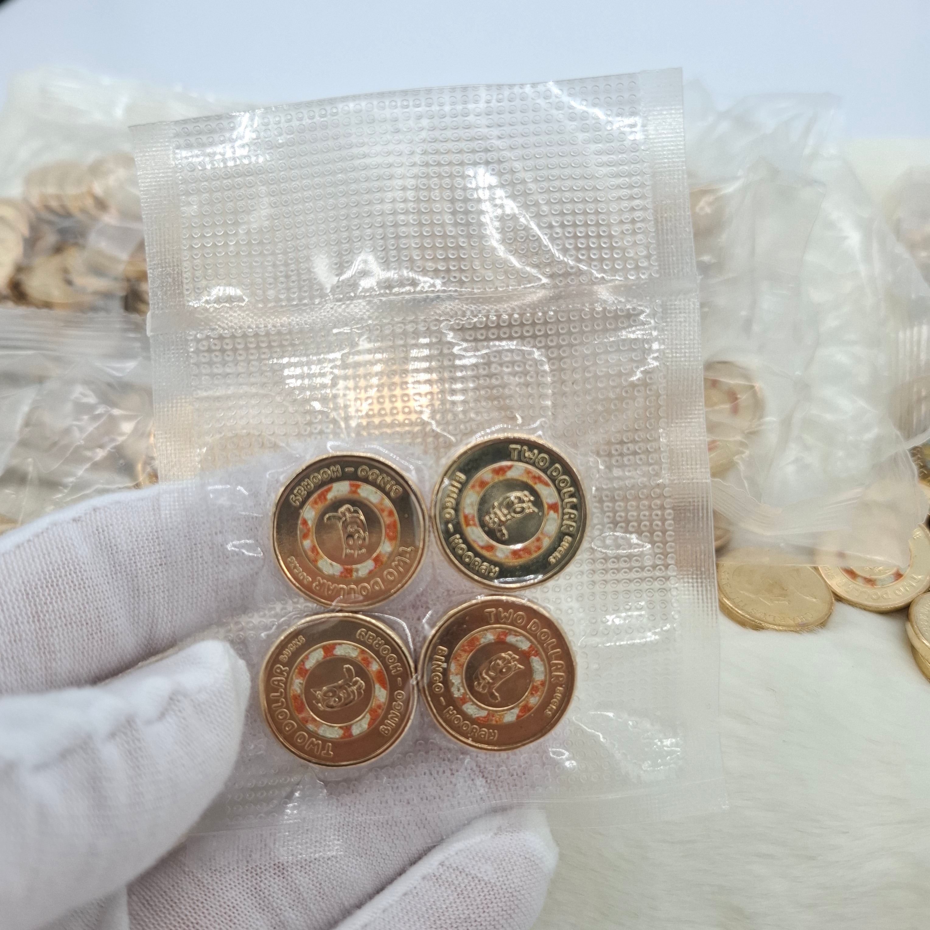4x UNC 2026 $2 Bingo Hooray orange Coloured Coins Bucks Two Dollar Bluey ex bag