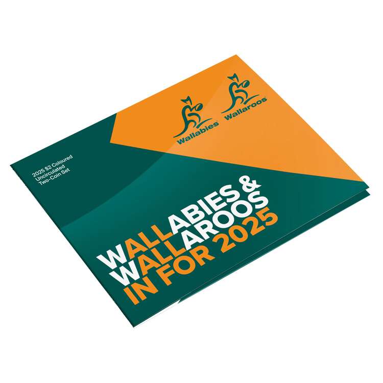 UNC Wallabies Wallaroos 2 Coin Card Set Rugby $2 Two Dollar Wallabys Australia