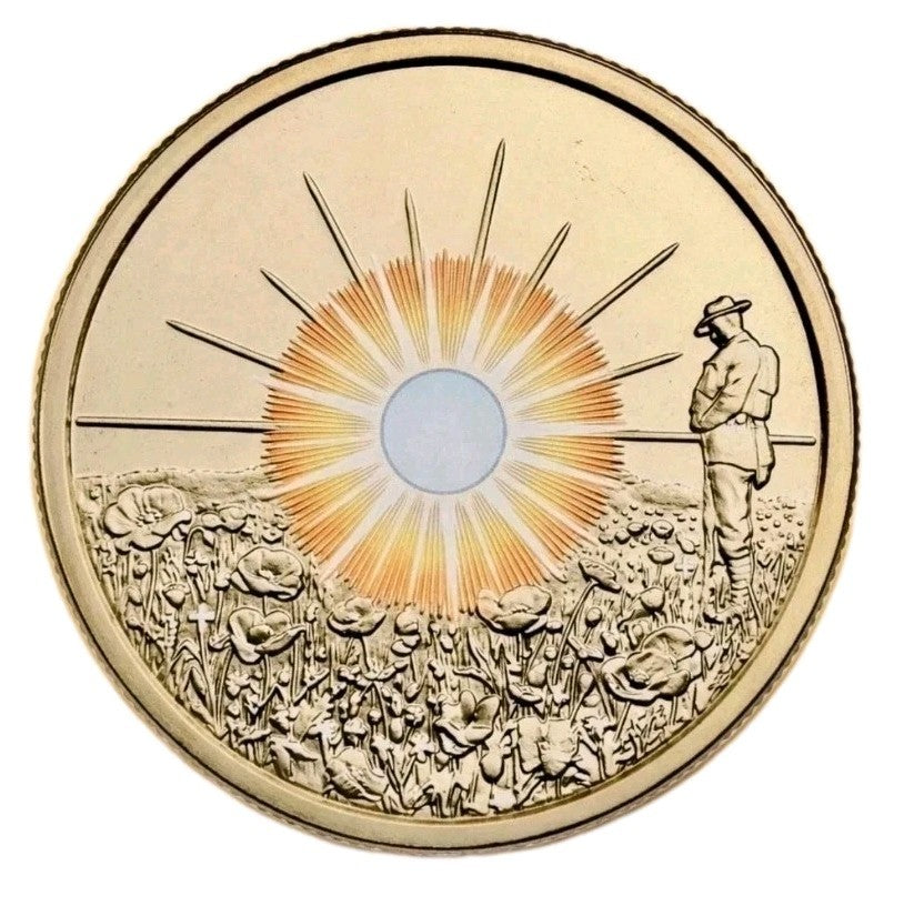 UNC 2026 $2 DAWN SERVICE LEST WE FORGET COLOURED TWO DOLLAR COIN EX ROLL PRESALE