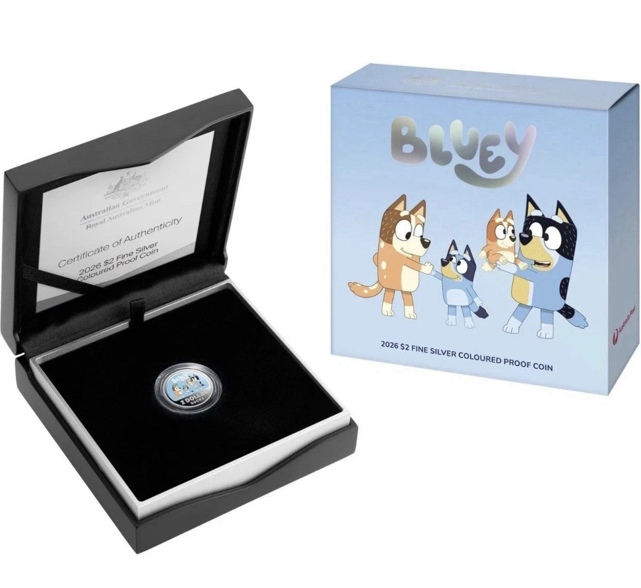 2026 $2 BLUEY SILVER COLOURED PROOF COIN 12000 MINTAGE BRAND NEW - FREE SHIPPING