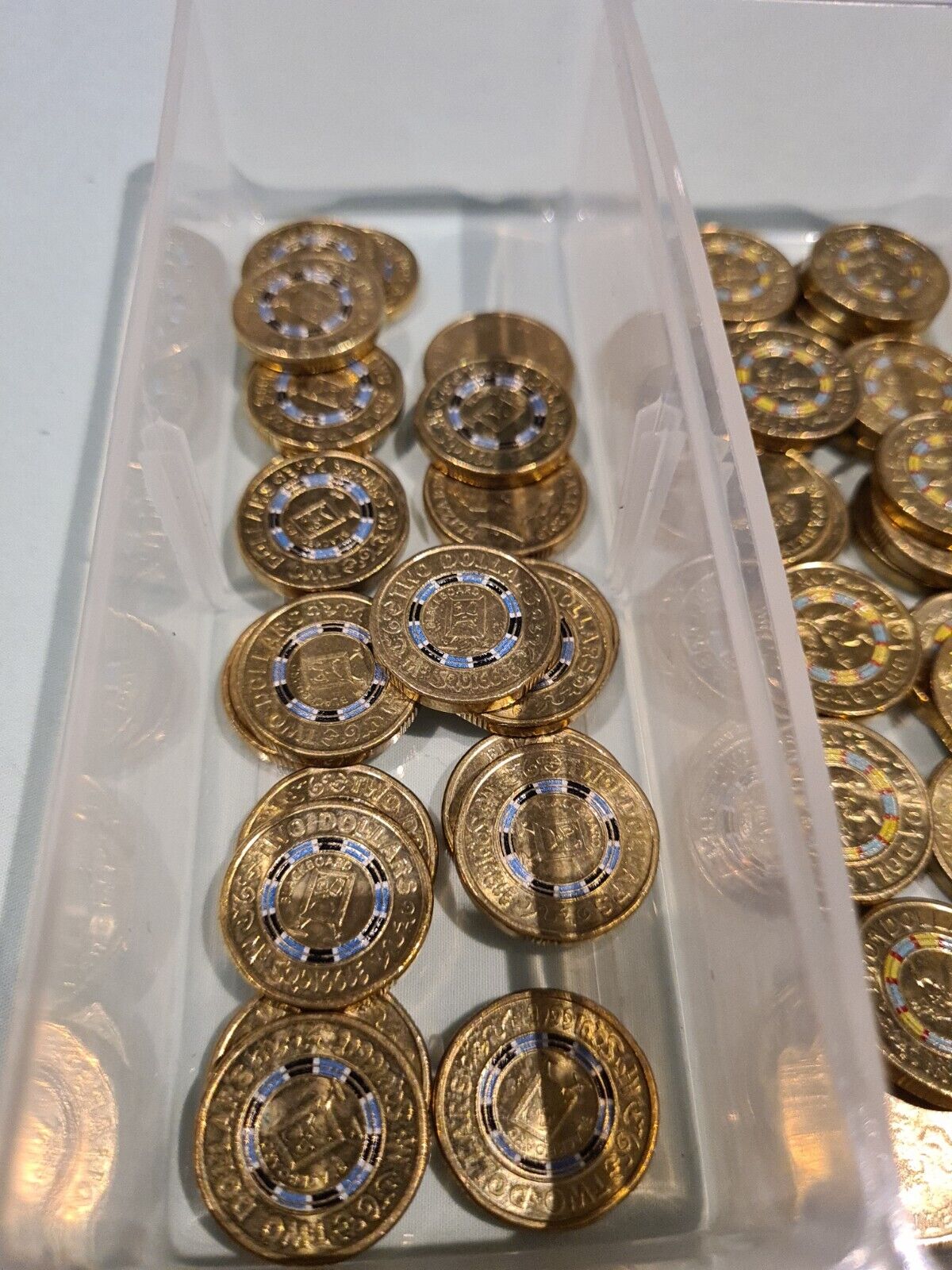 7x 2019 COLOURED COINS $2 SET - MR SQUIGGLE , REPATRIATION, POLICE, WALLABIES