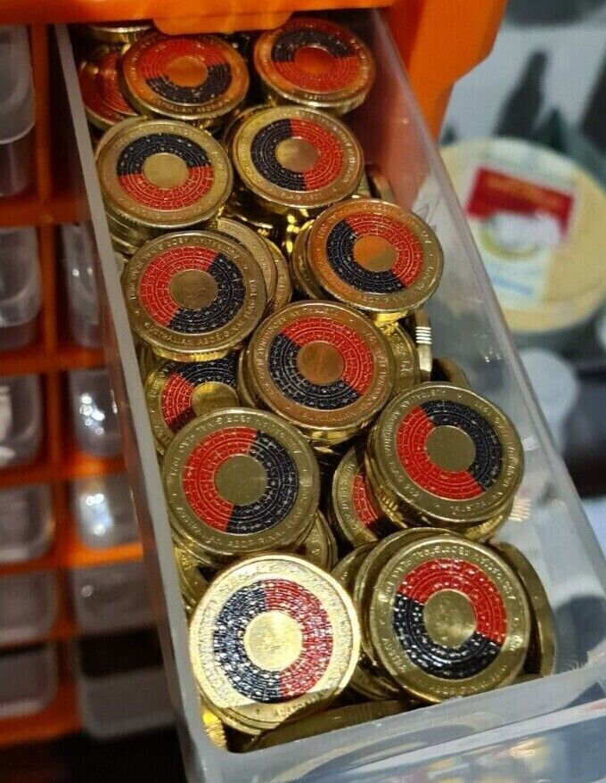 2021 $2 Indigenous Military & Aboriginal Flag two Dollar Coloured Coin UNC Set