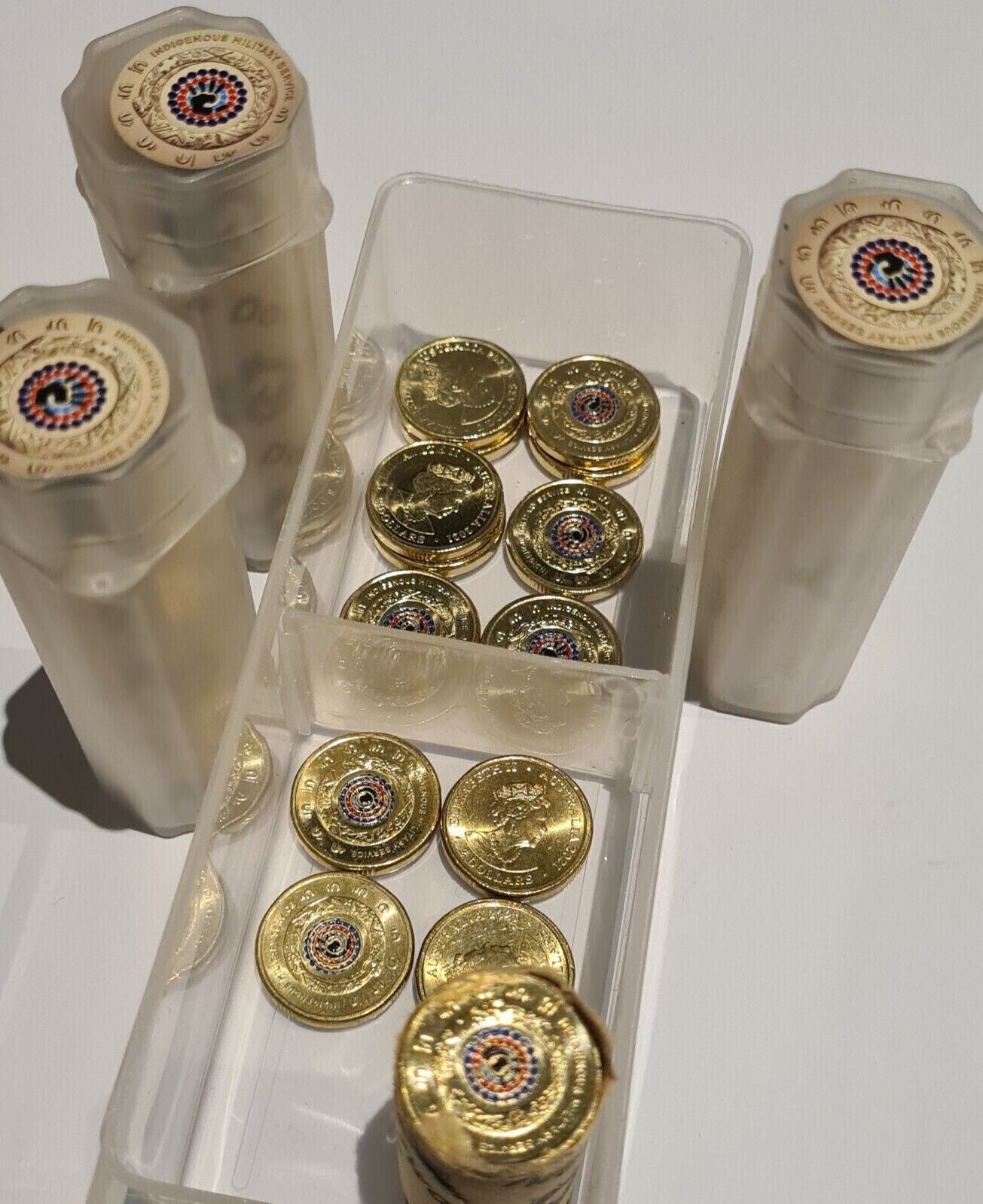 2021 $2 Indigenous Military & Aboriginal Flag two Dollar Coloured Coin UNC Set