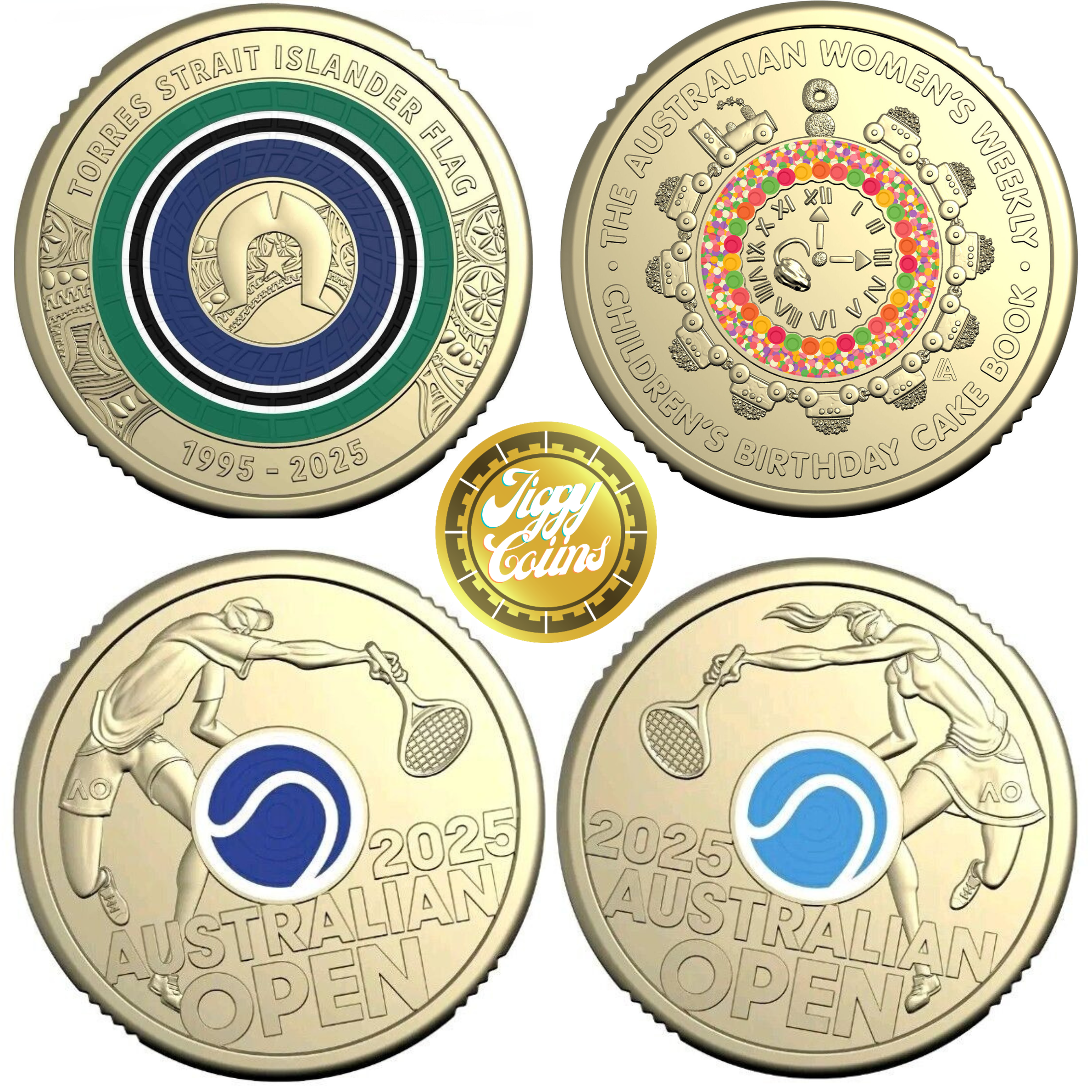 UNC 2025 4 x Coin Set - Torres Strait, Birthday Cake, AUS Men's & Women's Tennis