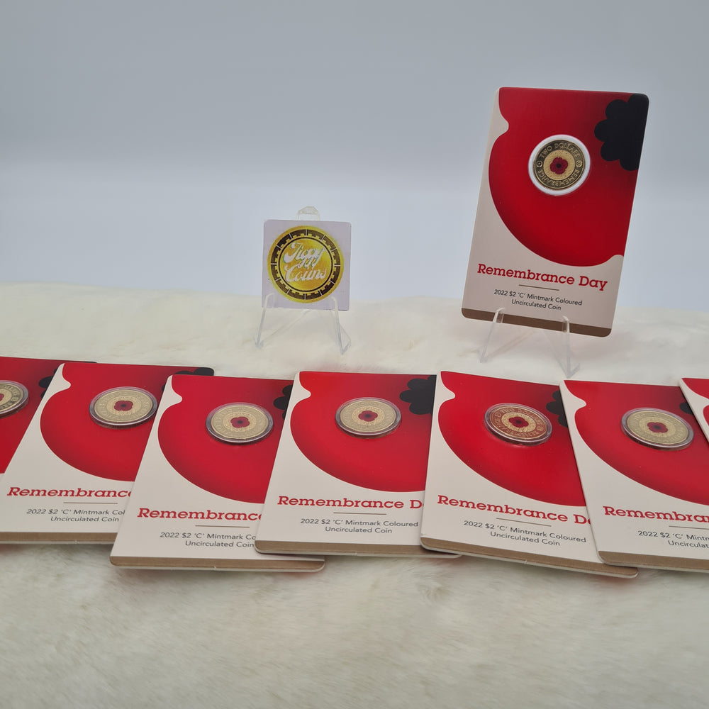 2022 UNC $2 RED POPPY C MINT CARDED COIN ANZAC REMEMBRANCE DAY FREE EX