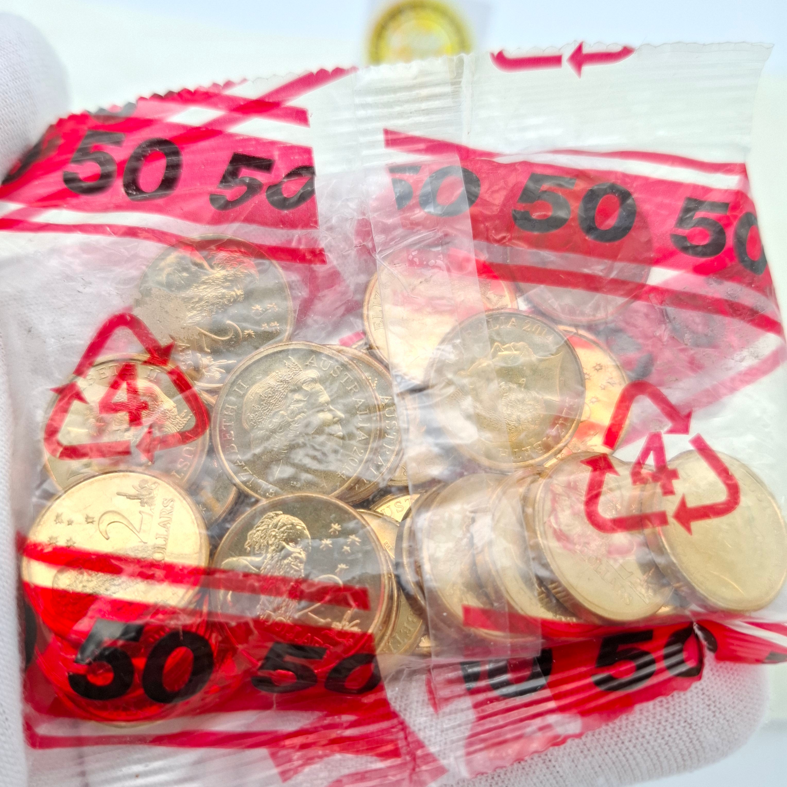UNC 2014 $2 Aboriginal Elders Australian unopened coin bag RARE (25 coins/bag)