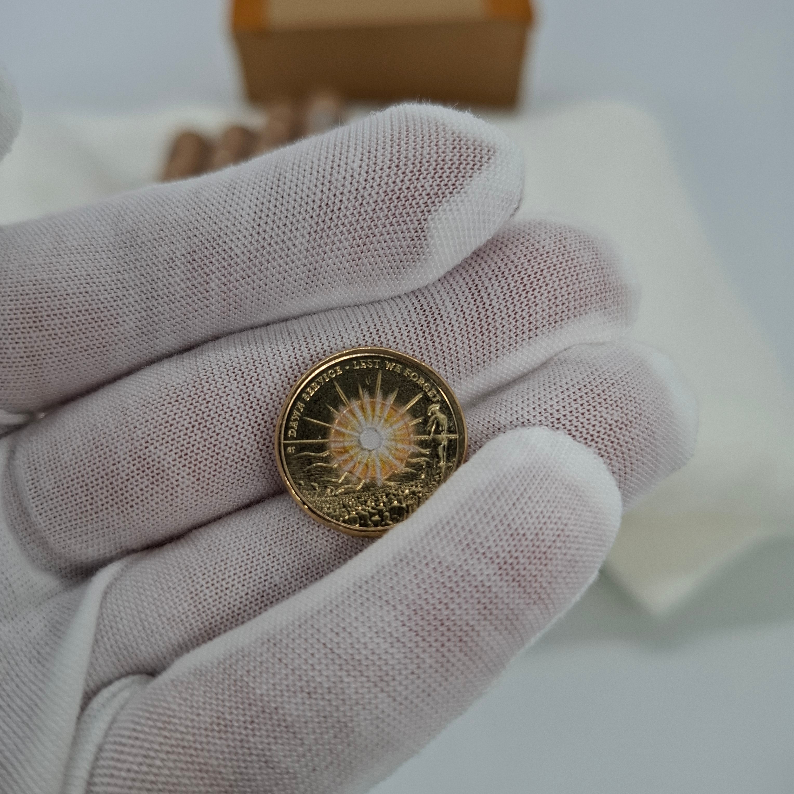 UNC 2026 $2 DAWN SERVICE LEST WE FORGET COLOURED TWO DOLLAR COIN EX ROLL PRESALE