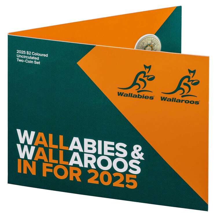 UNC Wallabies Wallaroos 2 Coin Card Set Rugby $2 Two Dollar Wallabys Australia
