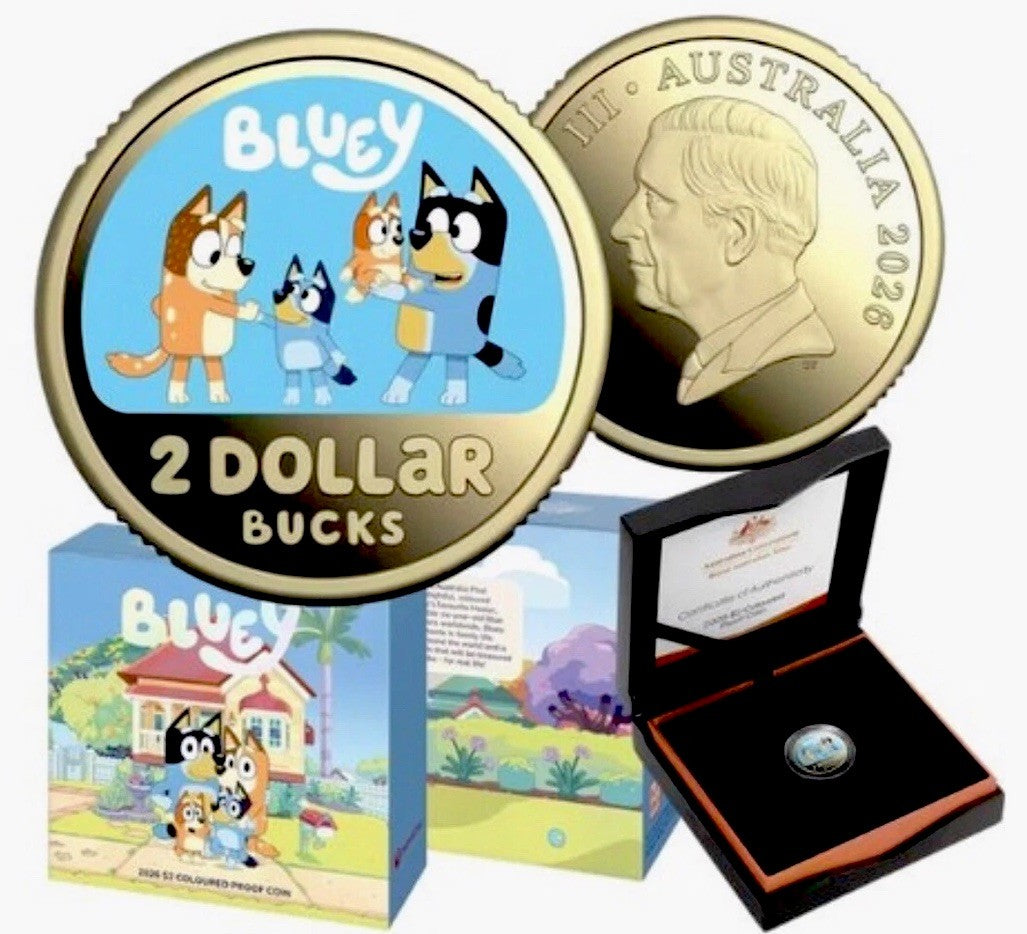 2026 $2 Bluey Coloured AlBr Proof Coin 10,500 Low Mintage