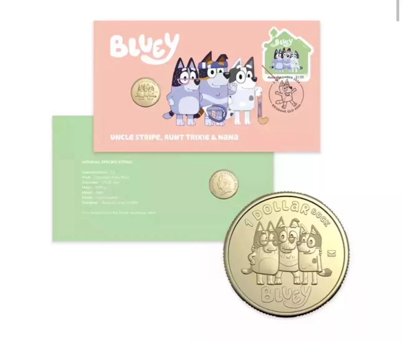 2024 Bluey PNC $1 Uncle Stripe, Aunty Trixie & Nana
