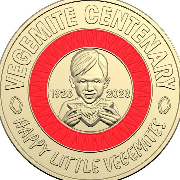 UNC 2023 $2 Vegemite Red RARE Coloured two dollar Coin ex mint bag Queen