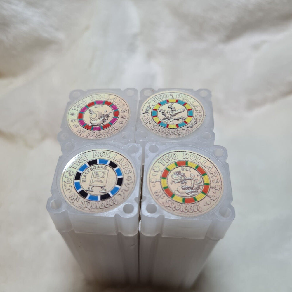 UNC 2019 $2 Mr Squiggle FULL SET Aus Two Dollar Coloured Coin bags(4 x